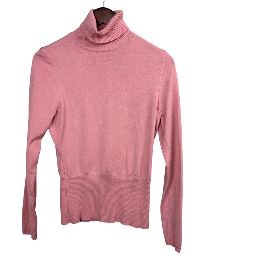 Ann Taylor Loft Merino Wool Turtleneck Sweater Women's‎ M Pink Nylon Blend